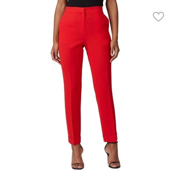 Lafayette 148 New York Red Crepe Clinton Cuffed Trouser Pants Women’s Size 8 - Picture 9 of 10